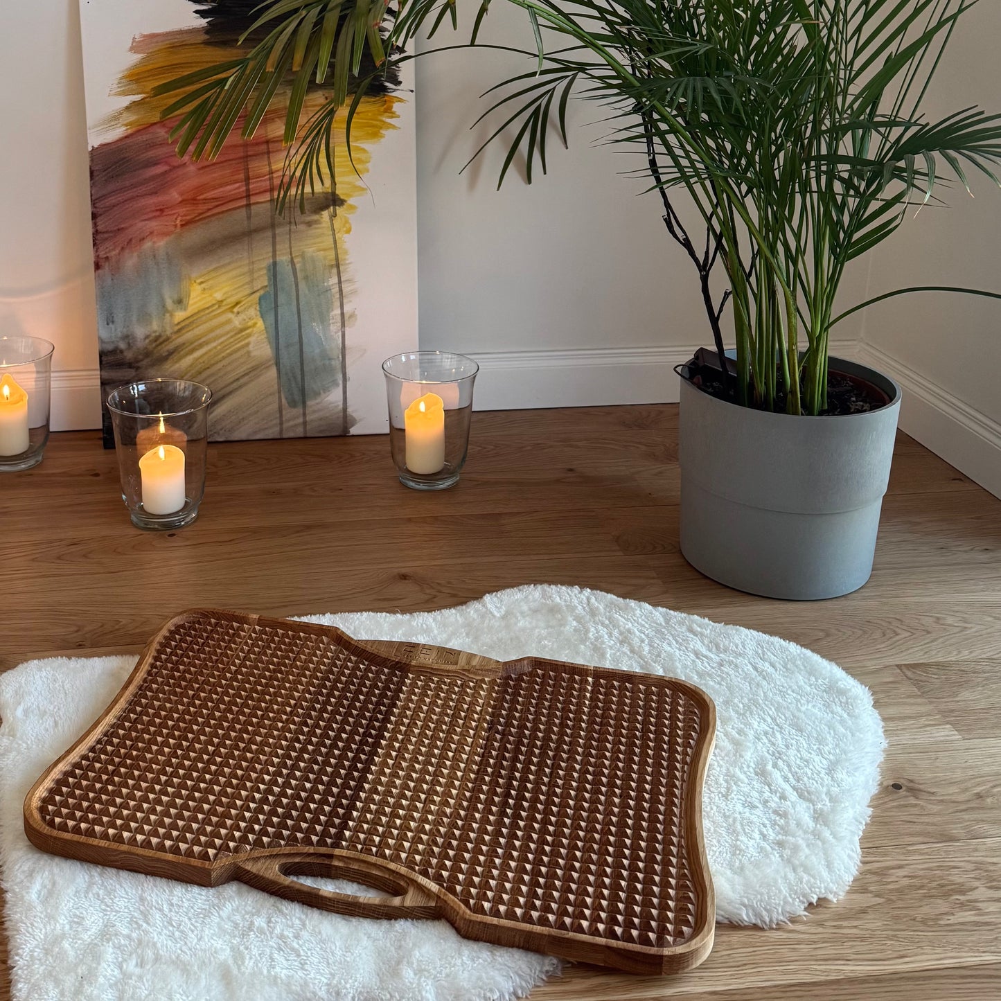 Premium Double-Sided Oak Acupressure Board | Reflexology & Stress Relief Tool