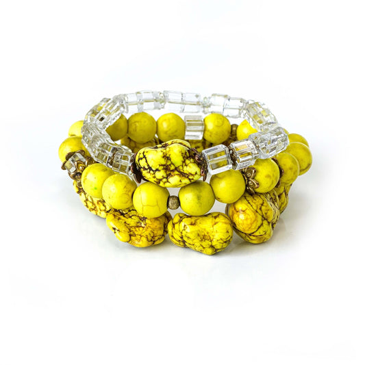 Stone Bracelet Quartz&Howlite 3in1